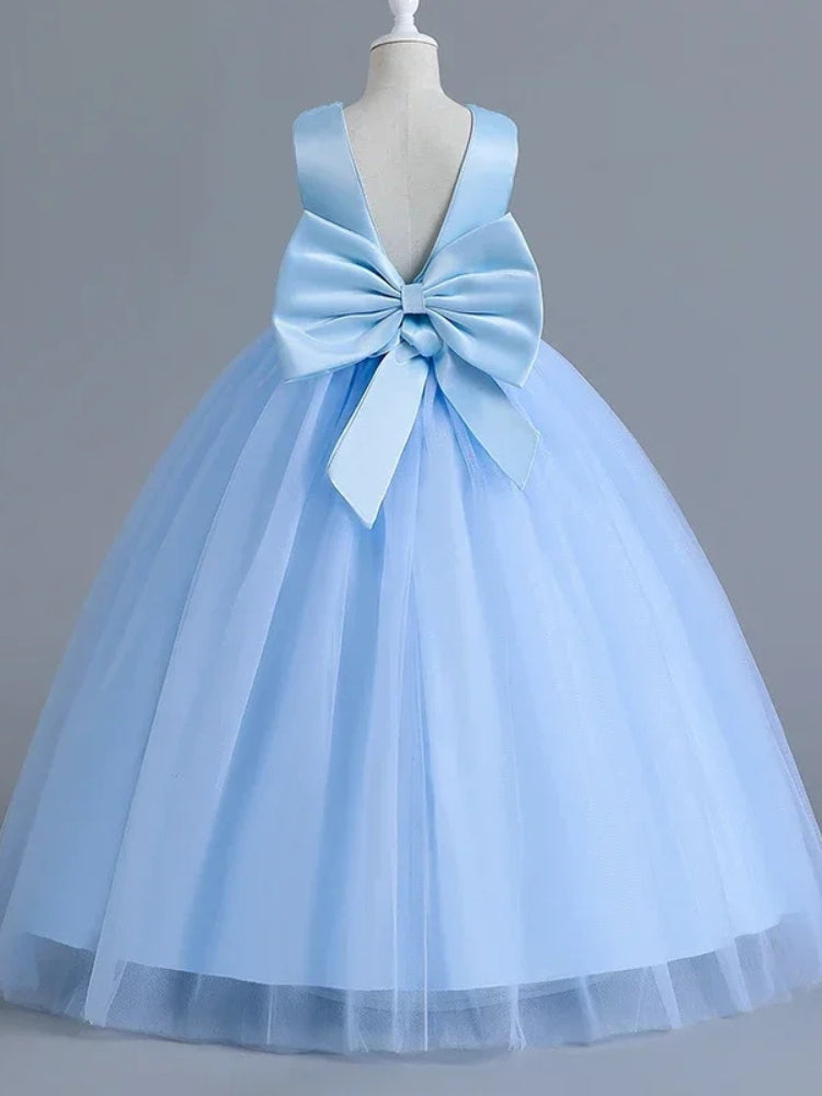 Robe de cérémonie de mariage pour fillette , couleur bleu