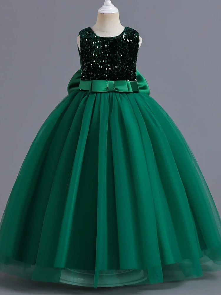 Robe de cérémonie de mariage pour fillette , couleur verte