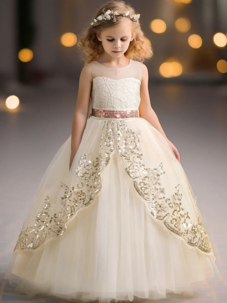 Robe de mariée pour fillette couleur champagne