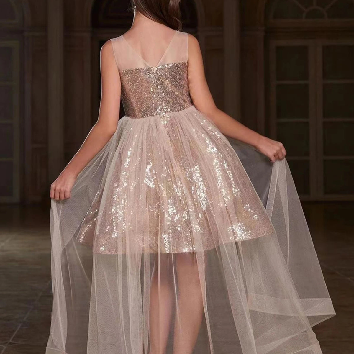 Robe de soirée pour fillette dorée