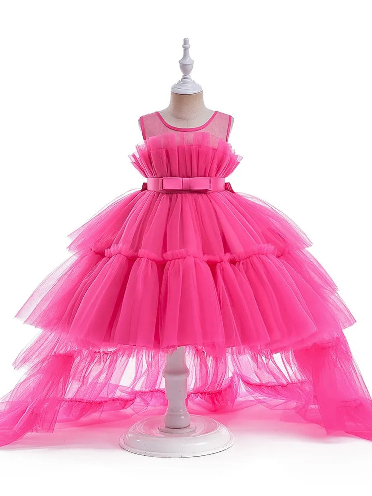 Robe de soirée rose pour fillette avec poignée