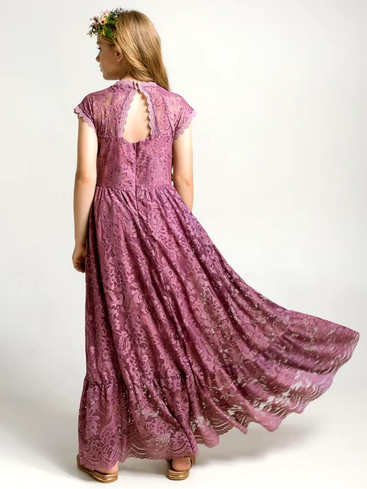 Robe longue pour fillette couleur violette