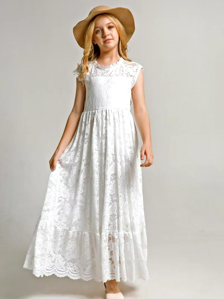 Robe longue pour fillette couleur blanche