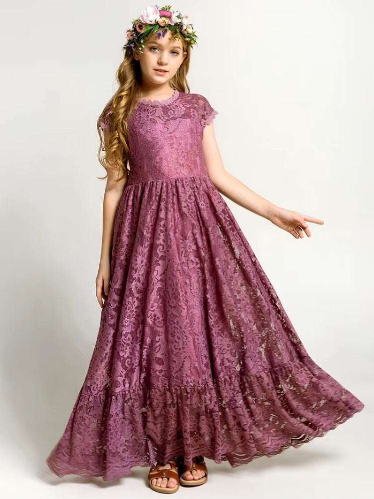 Robe longue pour fillette couleur violette