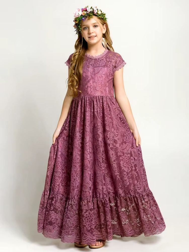 Robe longue pour fillette couleur violette