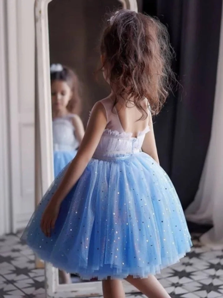 Robe de princesse pour fillete couleur bleu