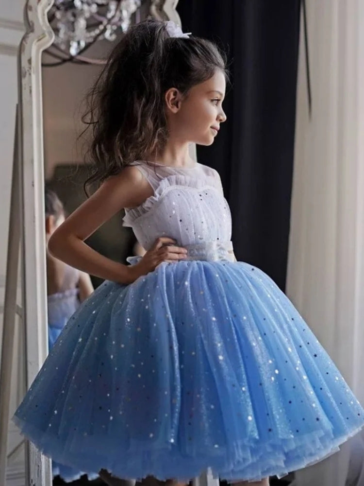 Robe de princesse pour fillete couleur bleu