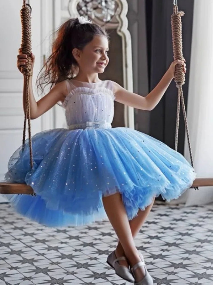 Robe de princesse pour fillete couleur bleu