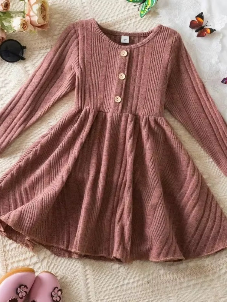 Robe pull pour fillette couleur rose poudré