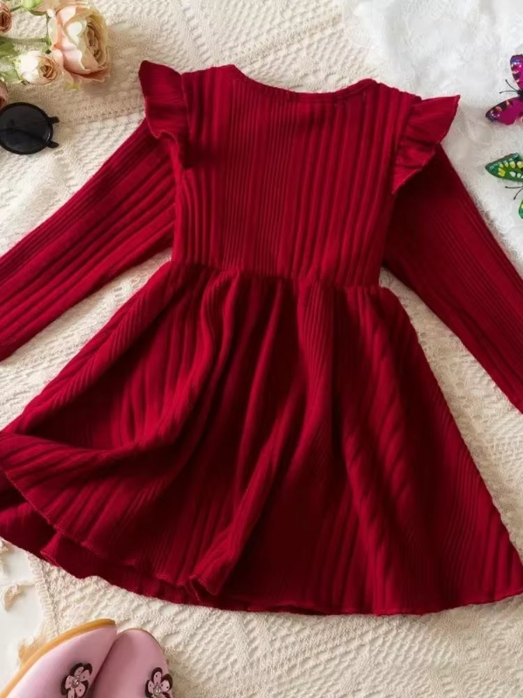 Robe pull pour fillette couleur rouge