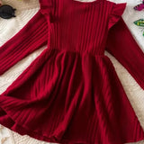 Robe pull pour fillette couleur rouge