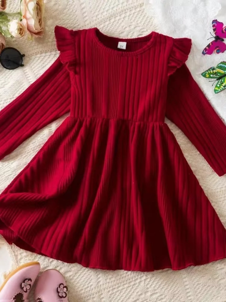 Robe pull pour fillette couleur rouge