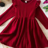 Robe pull pour fillette couleur rouge