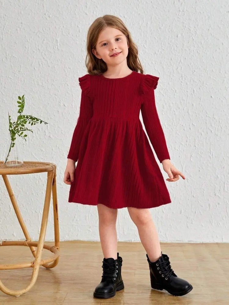 Robe pull pour fillette couleur rouge