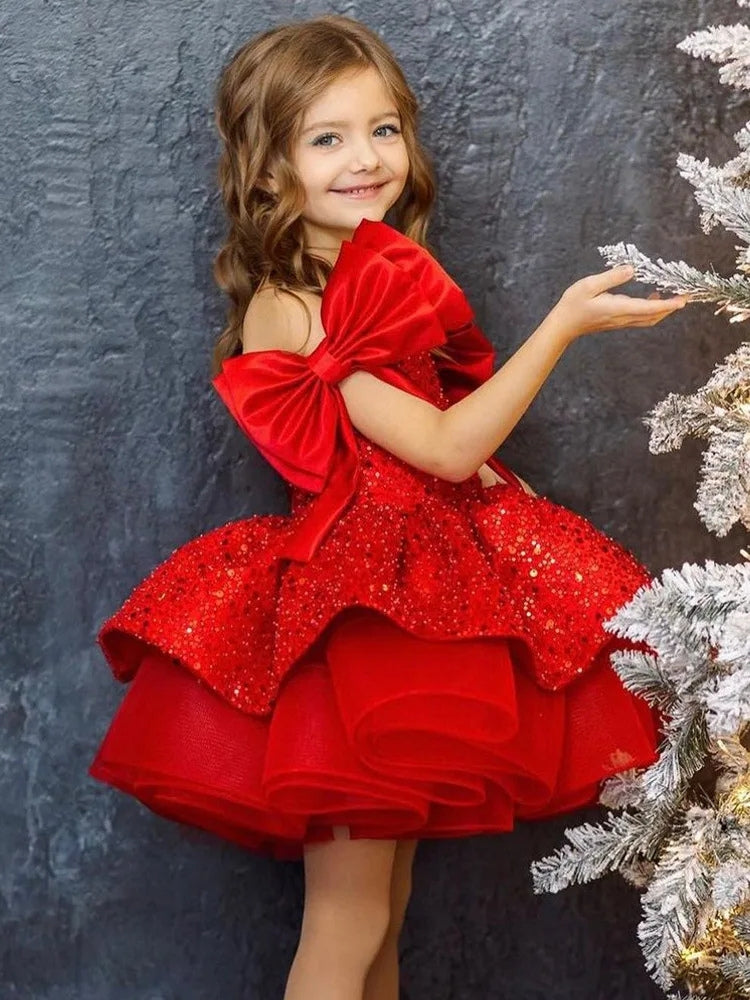 Robe rouge de noël pour fillette