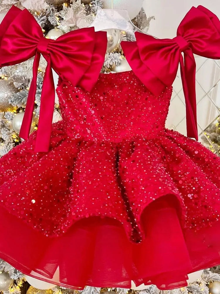 Robe rouge de noël pour fillette