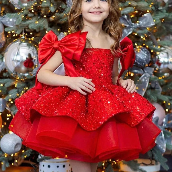 Robe rouge de noël pour fillette